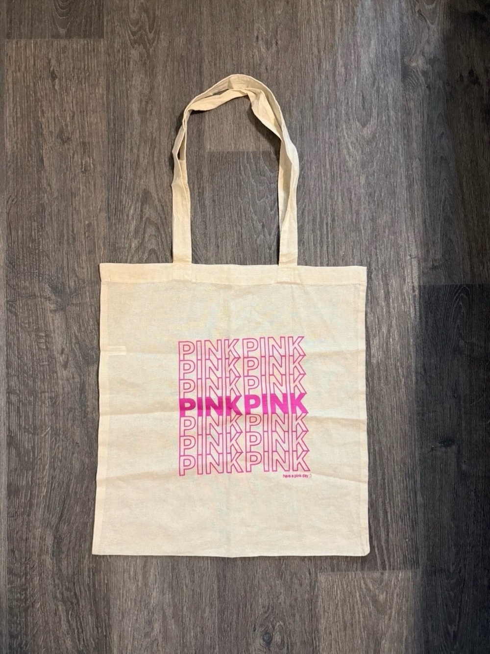 Victoria’s Secret PINK Canvas Tote Bag with Pink Repeat Logo Print